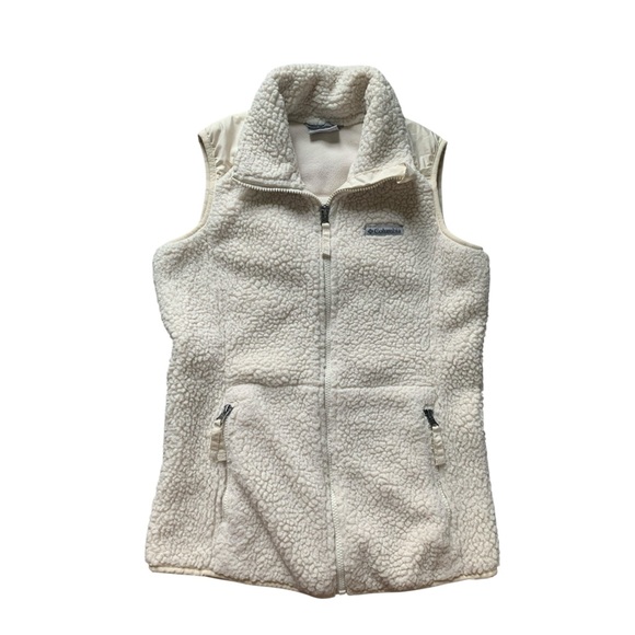 Columbia Off-White Sherpa Fleece Vest S - Picture 1 of 7